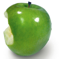 Green Apple with Bite
